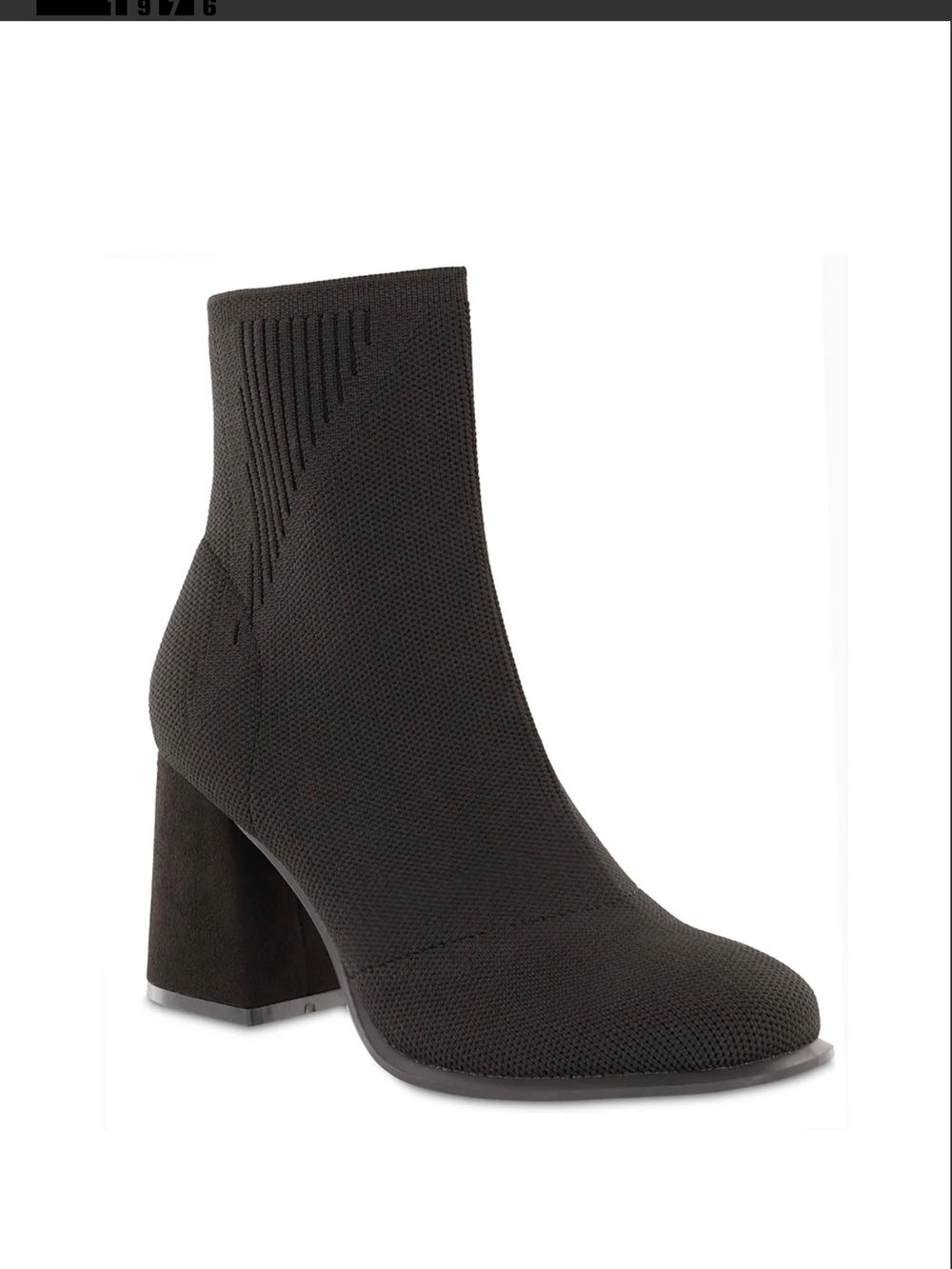 MIA PAMINA size 8M Black Knit Block Heel Sock Ankle Boots